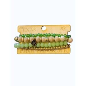 NEW PINK PANACHE women's stretch stack bracelet set in green/taupe/gold beaded